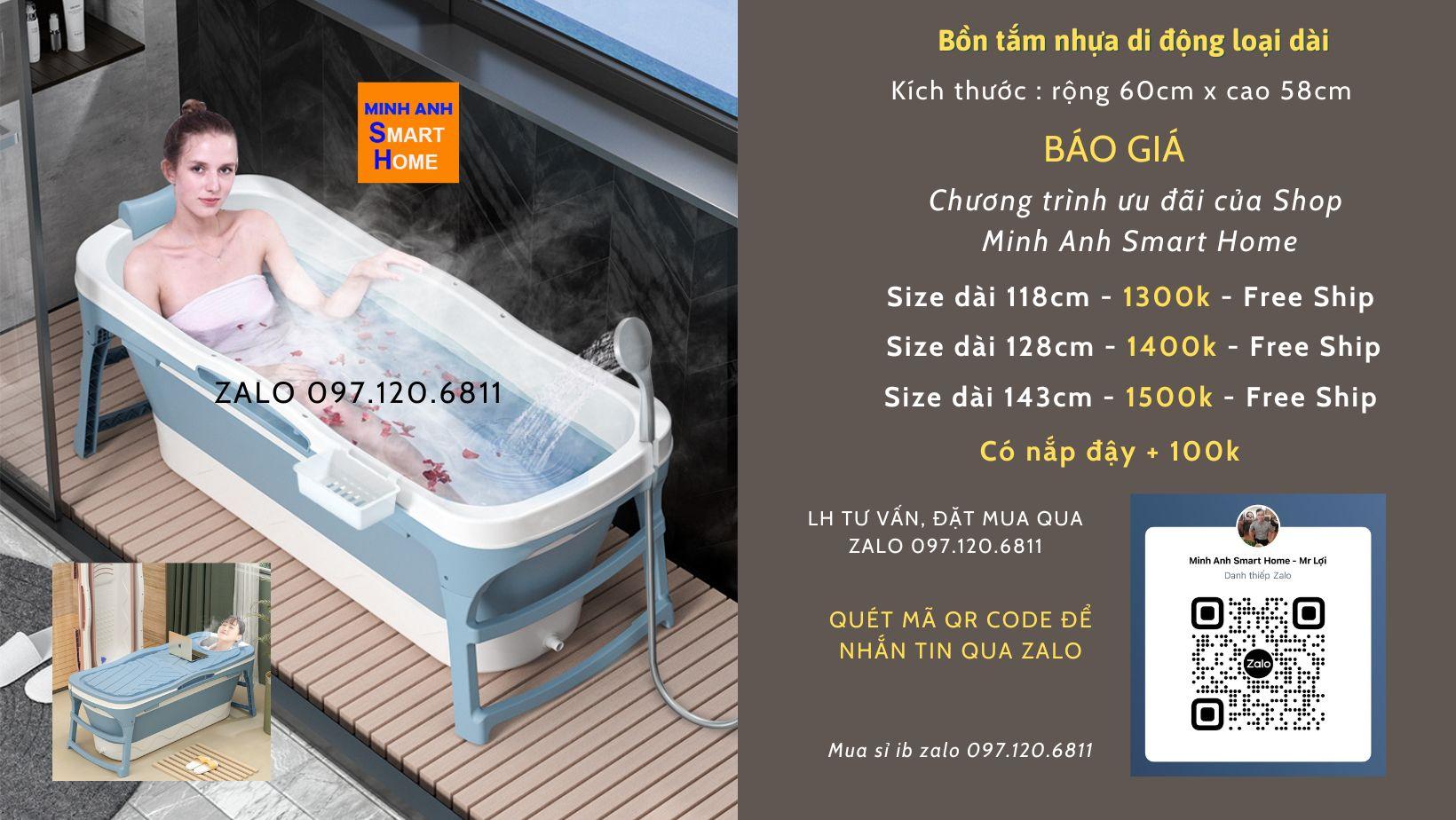 Báo giá bồn tắm nhựa di động dài 118cm - 128cm -143cm